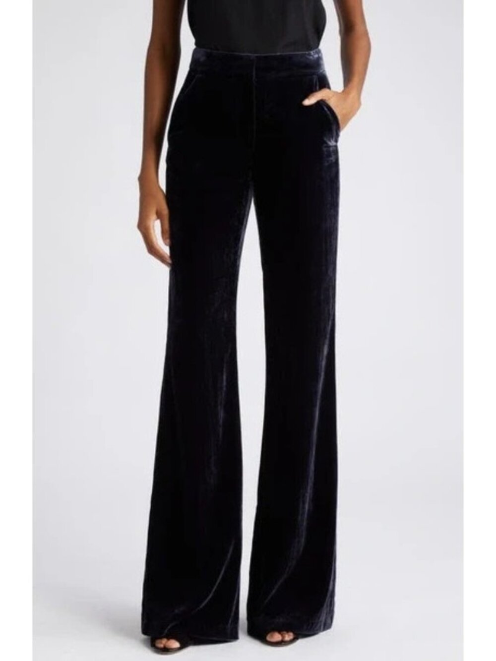 NWT Veronica Beard Lebone in Navy Blue Velvet Wide Leg Pants 10 $478